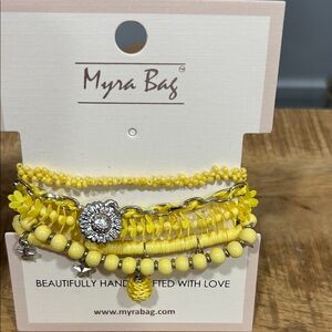 Myra Bag Yellow and Silver Bracelet Set NWT beaded